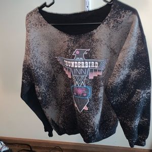 Western distressed crew neck